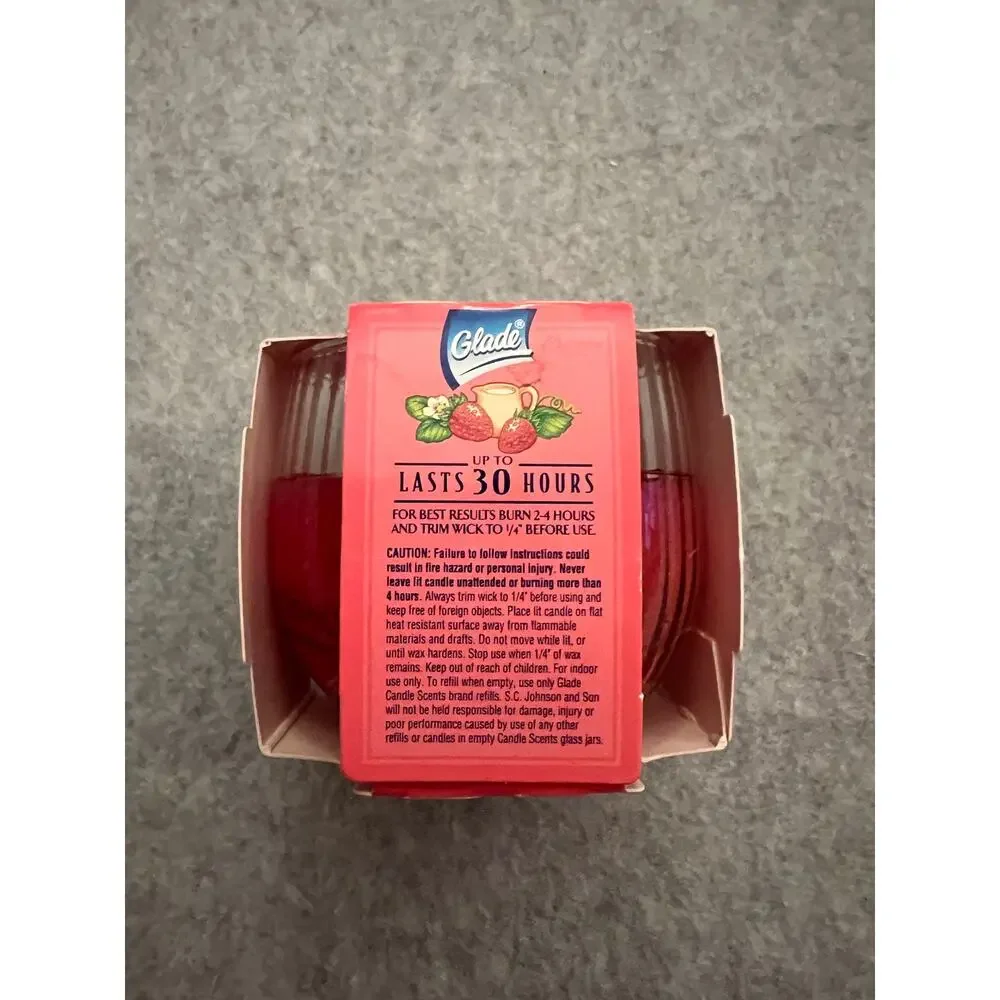 Glade Candle Scents Jar‎ Strawberries & Cream 1996 & Apple Cinnamon 1997 2Pc VTG